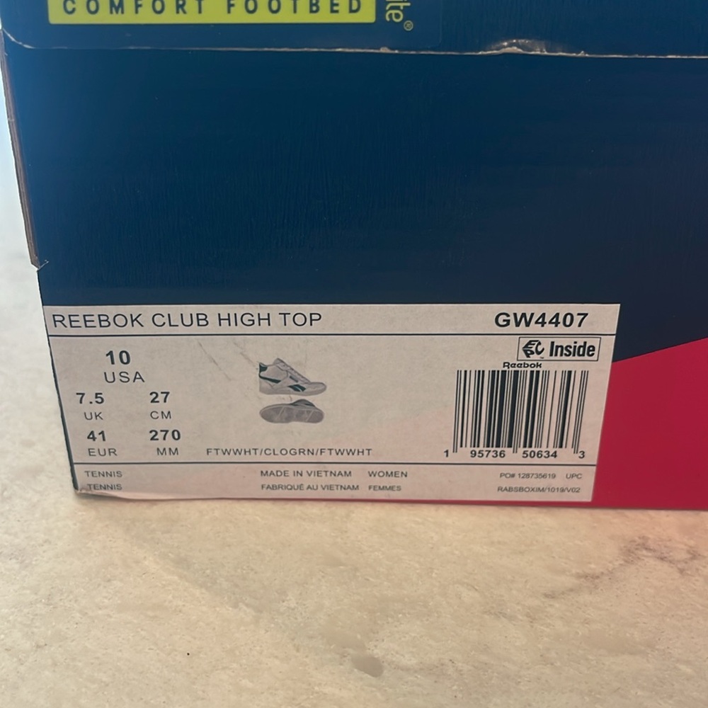 Reebok Women’s Club High Top Sneakers White with Green, size 10 - Picture 10 of 10